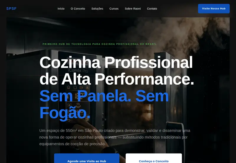 Página inicial do SPSF — Sem Panela, Sem Fogão, hub de tecnologia para cozinha profissional